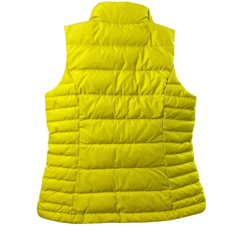 Lands End Puffer Vest Womens M Yellow Quilted Full Zip Outdoors Gorpcore Layer